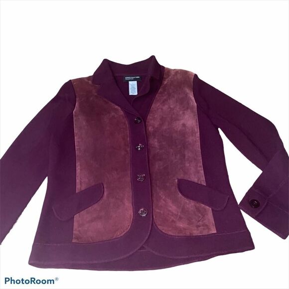 Jones New York Plum Stretch Sweater Jacket Medium - Picture 1 of 12